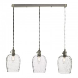 59011-003 Antique Chrome 3 Light over Island Fitting with Dimpled Glass Shade 59011-003 Antique Chrome 3 Light over Island Fitting with Dimpled Glass Shade