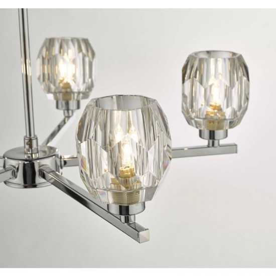 59022-003 Chrome 5 Light Ceiling Lamp with Faceted Glass Shades 59022-003 Chrome 5 Light Ceiling Lamp with Faceted Glass Shades
