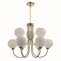 59024-003 Natural Brass 9 Light Centre Fitting with Opal Glasses
