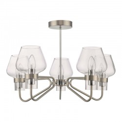 59037-003 Chrome 5 Light Semi-Flush with Clear Glasses