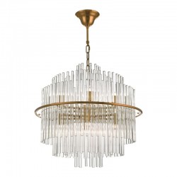 59051-003 Brushed Antique Gold 13 Light Pendant with Glass Rods 59051-003 Brushed Antique Gold 13 Light Pendant with Glass Rods