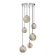 59056-003 Chrome 6 Light Cluster Pendant with Marble Effect Glasses