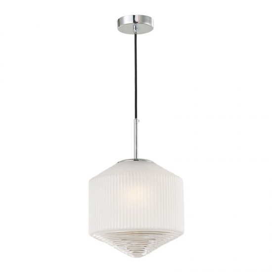 59060-003 Chrome Pendant with Ribbed Glass 59060-003 Chrome Pendant with Ribbed Glass