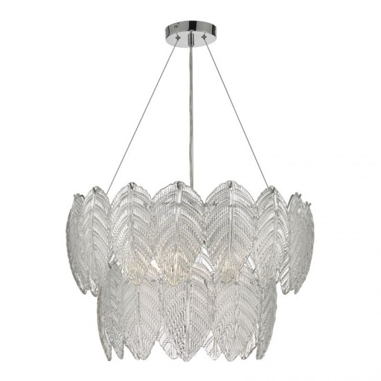 59080-003 Chrome 3 Light Pendant with Glass Leaves