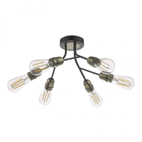 59084-003 Black & Antique Brass 6 Light Ceiling Lamp 59084-003 Black & Antique Brass 6 Light Ceiling Lamp