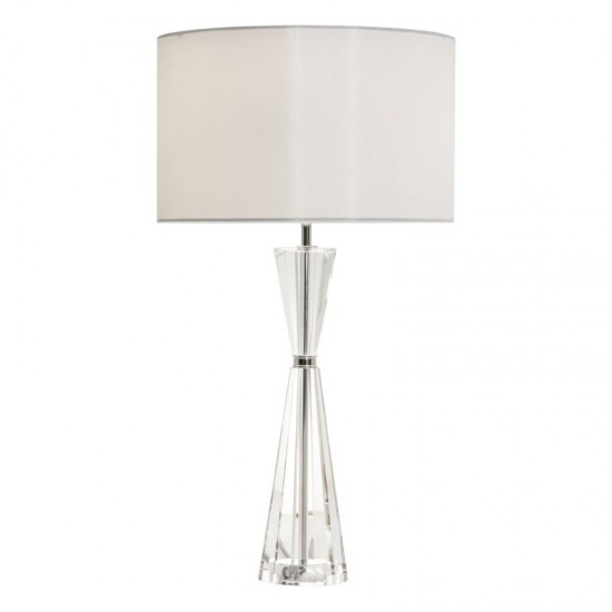 52155-003 Ivory Shade with Crystal & Nickel Table Lamp