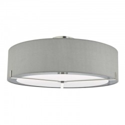 59087-003 Chrome 3 Light Ceiling Lamp with Grey Shade 59087-003 Chrome 3 Light Ceiling Lamp with Grey Shade