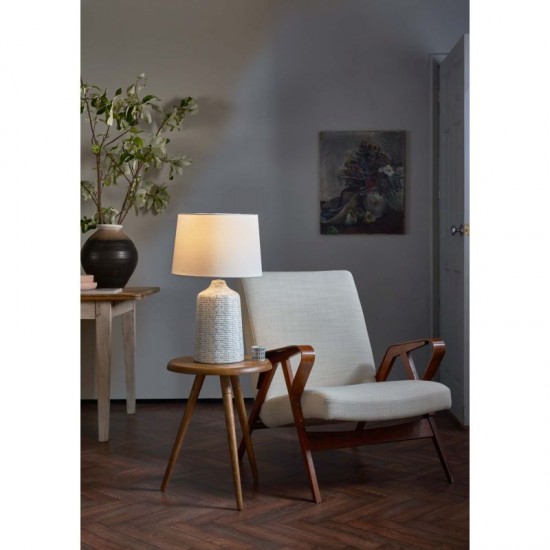 59123-003 Ivory Shade & Grey Ceramic Table Lamp