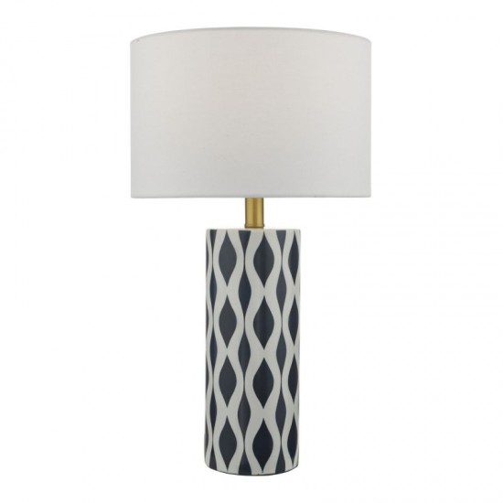 White Ceramic Table Lamp, Black And White Striped Table Lamp Shade