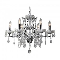 33460-005 Chrome 6 Light Chandelier with Crystal  33460-005 Chrome 6 Light Chandelier with Crystal