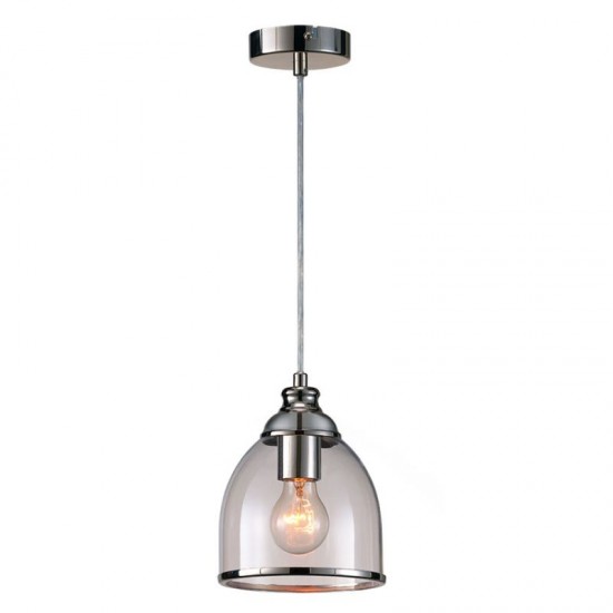 67602-005 Polished Nickel Pendant with Clear Glass