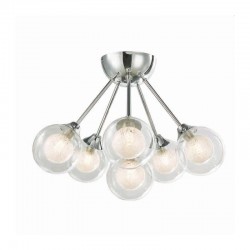 7940-005 Chrome 6 Light Semi Flush with Double Glass  7940-005 Chrome 6 Light Semi Flush with Double Glass