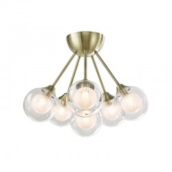 7967-005 Antique Brass 6 Light Semi Flush with Double Glasses