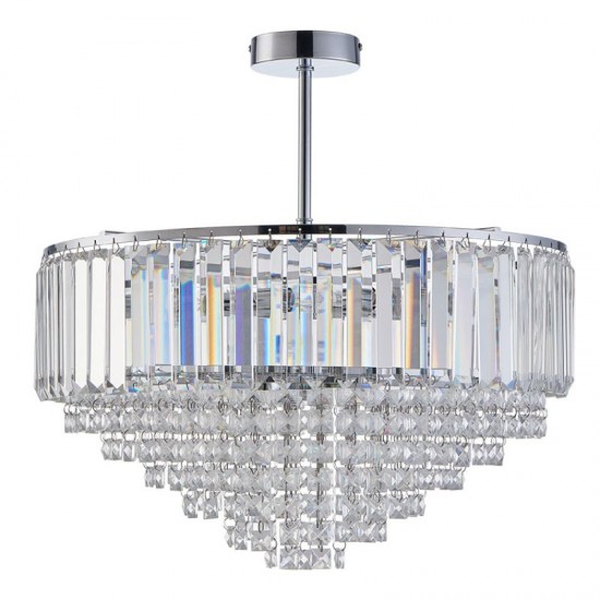 75551-005 Chrome 5 Light Semi Flush with Crystal