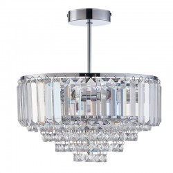 75549-005 Chrome 5 Light Semi Flush with Crystal