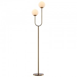 75606-005 Brushed Brass 2 Light Floor Lamp with White Glass