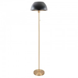 75696-005 Brass Floor Lamp with Black & Gold Shade