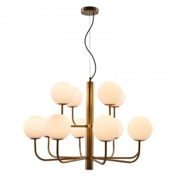 75603-005 Brushed Brass 12 Light Centre Fitting with White Glass