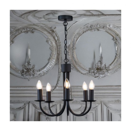 79803-005 Matt Black 5 Light Centre Fitting