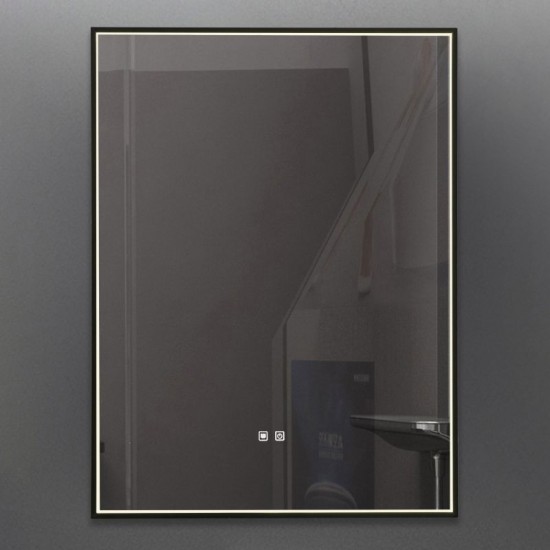 71862-005 LED Bathroom Black Mirror - Defogging Function 70x50cm