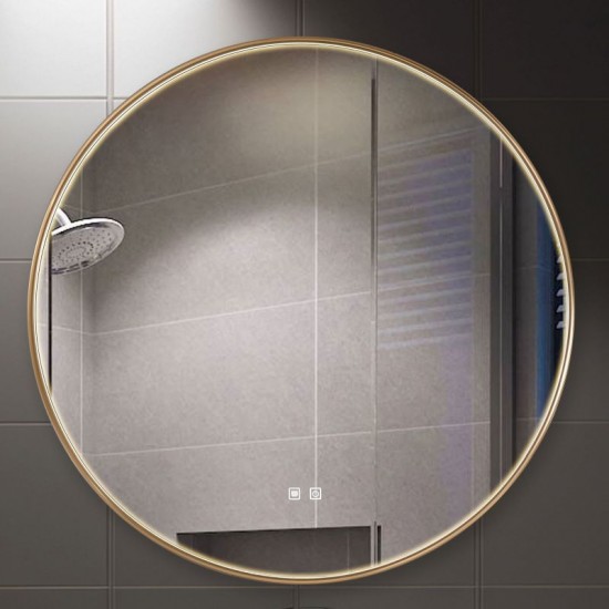 71863-005 LED Bathroom Circular Gold Mirror - Defogging Function 60 cm
