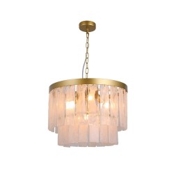 83091-005 Satin Brass 4 Light Pendant with Slate Glass Style