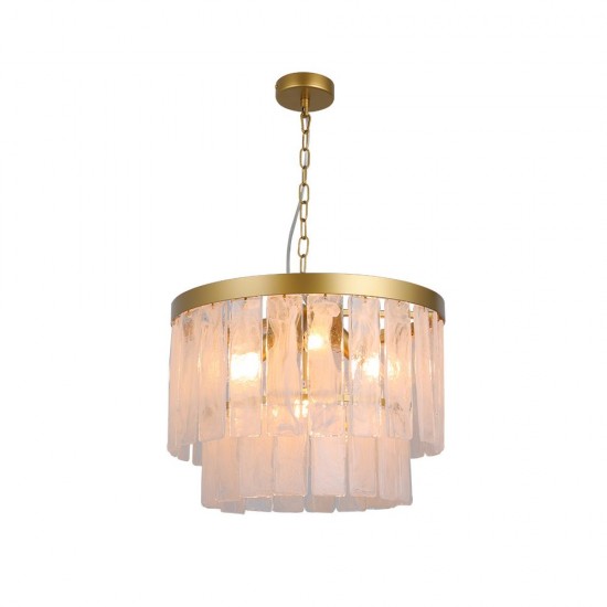 83091-005 Satin Brass 4 Light Pendant with Slate Glass Style