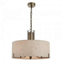71797-005 Antique Brass 3 Light Pendant with Natural Linen Shade 71797-005 Antique Brass 3 Light Pendant with Natural Linen Shade