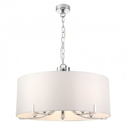 71829-005 Chrome 5 Light Pendant with White Shade 71829-005 Chrome 5 Light Pendant with White Shade
