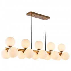 75600-005 Brushed Brass 15 Light over Island Fitting with White Glass