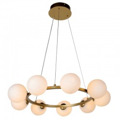 75608-005 Brushed Brass 9 Light Centre Fitting with White Glass