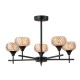 75663-005 Matt Black 5 Light Semi Flush with Textured Glass