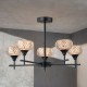 75663-005 Matt Black 5 Light Semi Flush with Textured Glass