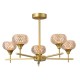 75665-005 Satin Brass 5 Light Semi Flush with Textured Glass