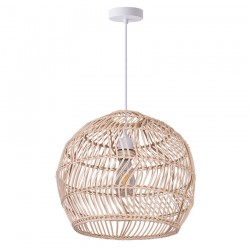 71808-005 White Pendant with Natural Rattan Shade