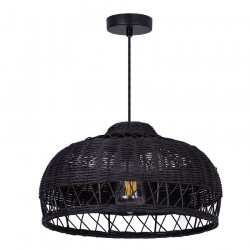 71815-005 Black Pendant with Black Rattan Shade