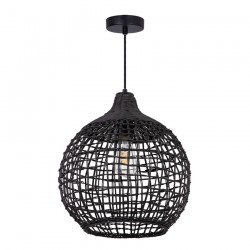 71812-005 Black Pendant with Black Rattan Shade