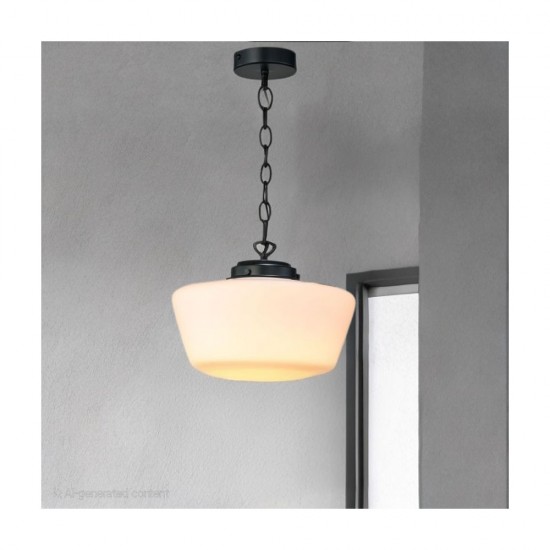 79824-005 Matt Black Pendant with White Glass IP44