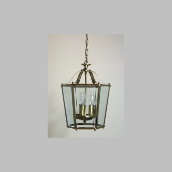 7784-005 Antique Brass with Glass 3 Light Lantern Pendant