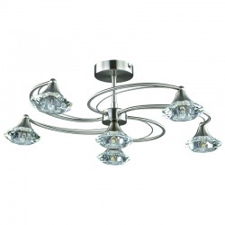 108962-005 Satin Nickel 6 Light Centre Fitting with Crystal Glasses 108962-005 Satin Nickel 6 Light Centre Fitting with Crystal Glasses