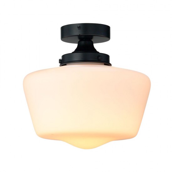 79822-005 Matt Black Semi Flush with White Glass IP44