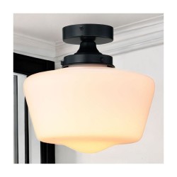 79822-005 Matt Black Semi Flush with White Glass IP44