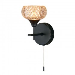 75664-005 Matt Black Wall Lamp with Textured Glass