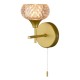 75666-005 Satin Brass Wall Lamp with Textured Glass