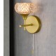 75666-005 Satin Brass Wall Lamp with Textured Glass
