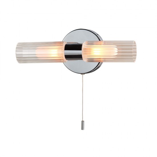 79860-005 Polished Chrome 2 Light Wall Lamp with Clear & White Glass