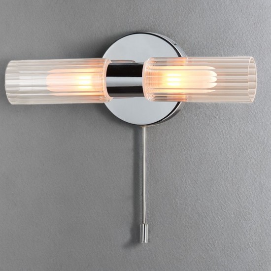 79860-005 Polished Chrome 2 Light Wall Lamp with Clear & White Glass