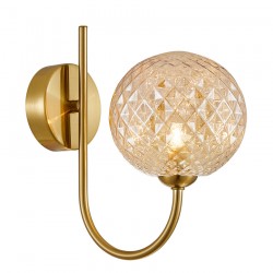 71800-005 Satin Brass Wall Lamp with Textured Amber Glass