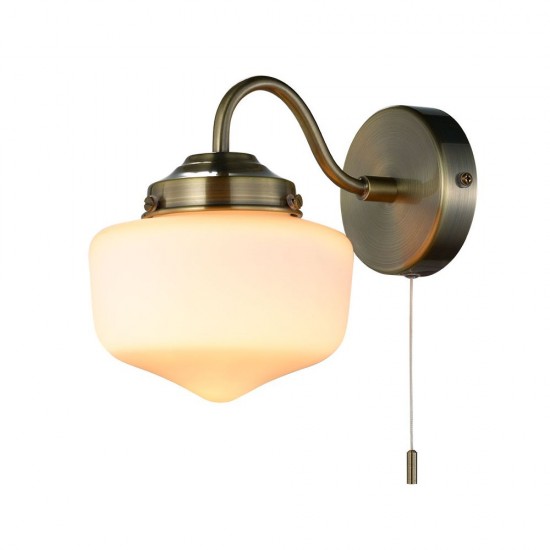 79821-005 Antique Brass Wall Lamp with White Glass IP44