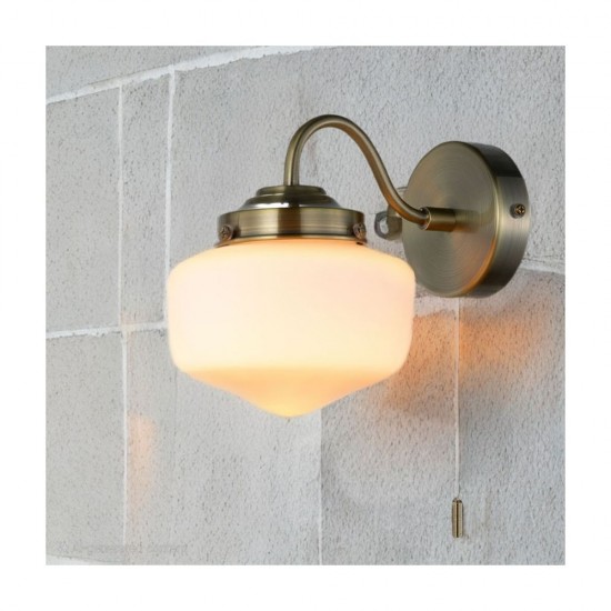79821-005 Antique Brass Wall Lamp with White Glass IP44